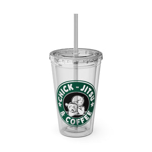 Coffee & Chickjitsu Sunsplash Tumbler with Straw, 16oz