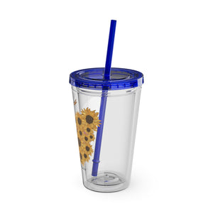 Butterfly Flower Chickjitsu Sunsplash Tumbler with Straw, 16oz