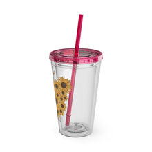 Load image into Gallery viewer, Butterfly Flower Chickjitsu Sunsplash Tumbler with Straw, 16oz