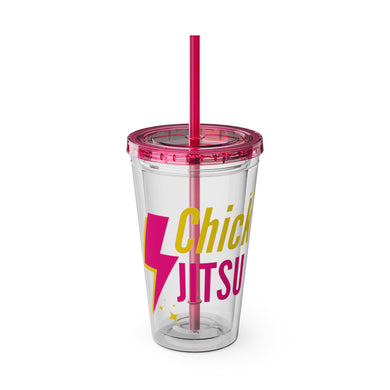 Lightning Bolt Chickjitsu Sunsplash Tumbler with Straw, 16oz