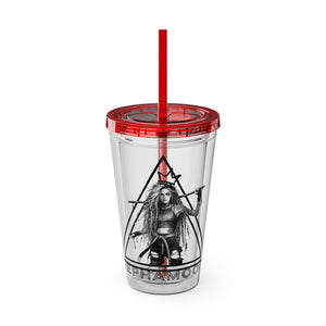 Jepha Mooi Design Sunsplash Tumbler with Straw, 16oz