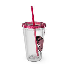 Load image into Gallery viewer, Butterfly Flower Chickjitsu Sunsplash Tumbler with Straw, 16oz