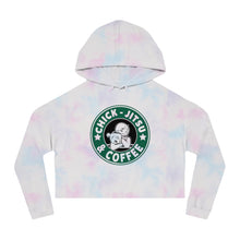 Load image into Gallery viewer, Chickjitsu &amp; Coffee Cropped Hooded Sweatshirt