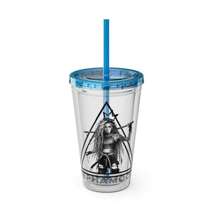 Jepha Mooi Design Sunsplash Tumbler with Straw, 16oz