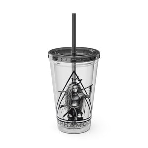 Jepha Mooi Design Sunsplash Tumbler with Straw, 16oz