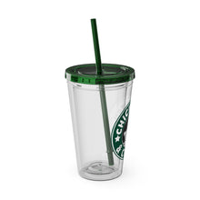 Load image into Gallery viewer, Coffee &amp; Chickjitsu Sunsplash Tumbler with Straw, 16oz