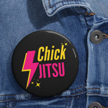 Load image into Gallery viewer, Chickjitsu Lightning Bolt 3”x3” Custom Pin Buttons