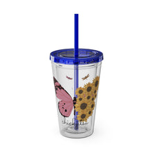 Load image into Gallery viewer, Butterfly Flower Chickjitsu Sunsplash Tumbler with Straw, 16oz