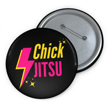 Load image into Gallery viewer, Chickjitsu Lightning Bolt 3”x3” Custom Pin Buttons