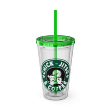 Load image into Gallery viewer, Coffee &amp; Chickjitsu Sunsplash Tumbler with Straw, 16oz