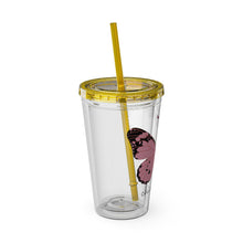 Load image into Gallery viewer, Butterfly Flower Chickjitsu Sunsplash Tumbler with Straw, 16oz