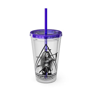 Jepha Mooi Design Sunsplash Tumbler with Straw, 16oz