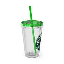 Load image into Gallery viewer, Coffee &amp; Chickjitsu Sunsplash Tumbler with Straw, 16oz