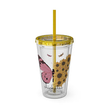 Load image into Gallery viewer, Butterfly Flower Chickjitsu Sunsplash Tumbler with Straw, 16oz