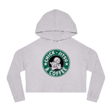 Load image into Gallery viewer, Chickjitsu &amp; Coffee Cropped Hooded Sweatshirt