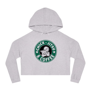 Chickjitsu & Coffee Cropped Hooded Sweatshirt