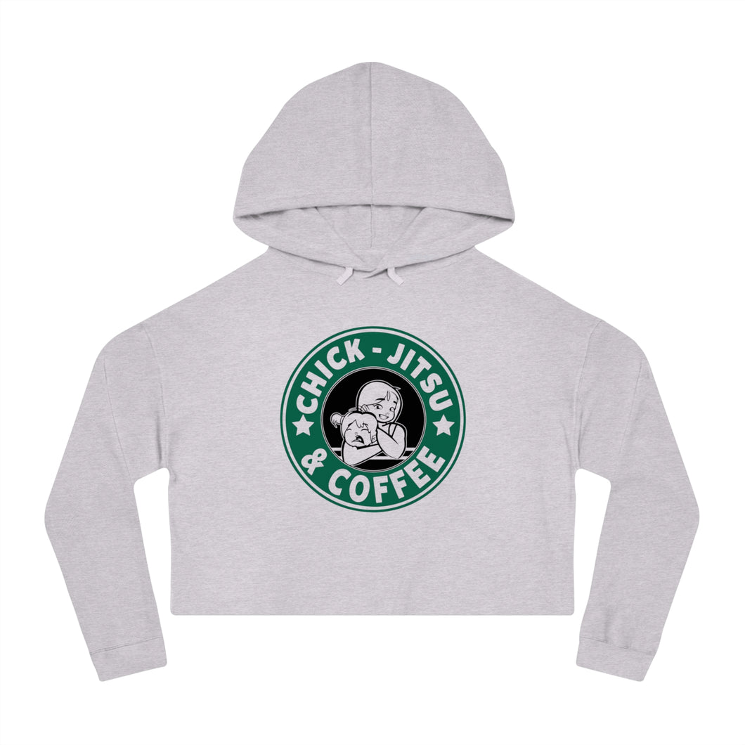 Chickjitsu & Coffee Cropped Hooded Sweatshirt