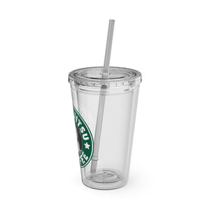 Coffee & Chickjitsu Sunsplash Tumbler with Straw, 16oz